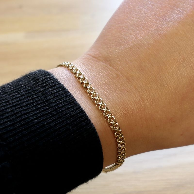 Image 10 of Gold double jasseron link bracelet | 19 cm