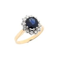 Gold ring with sapphire and diamond | 0.18 ct.