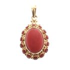 Image 1 of Vintage gold entourage pendant with red coral