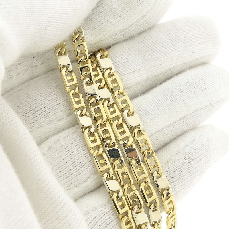 Image 7 of Two-tone gold navy link necklace; Men | 61 cm