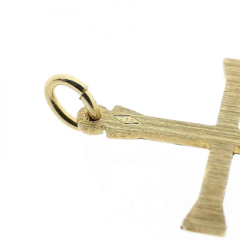 Afbeelding 6 van Gematteerd gouden hanger van een kruis