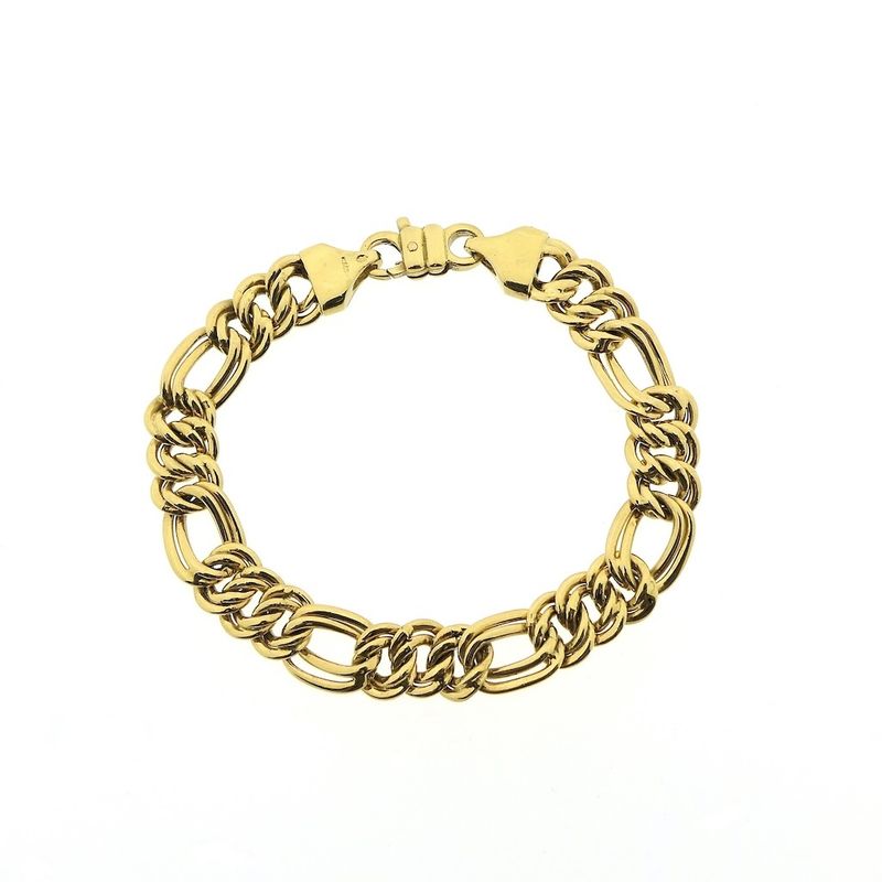 Image 3 of Gold flat Figaro/Prince of Wales bracelet