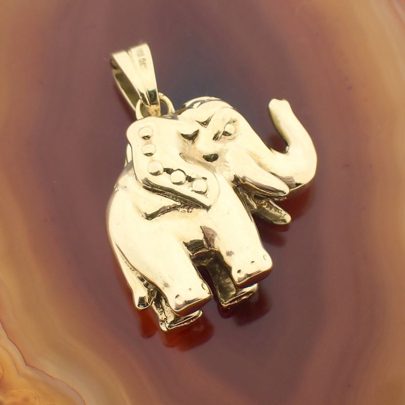 Image 2 of Gold pendant of an elephant with diamond 0.01 ct.