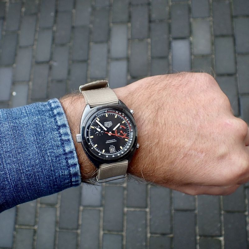 Image 12 of Heuer Monza Chronograaf; Vintage heren horloge