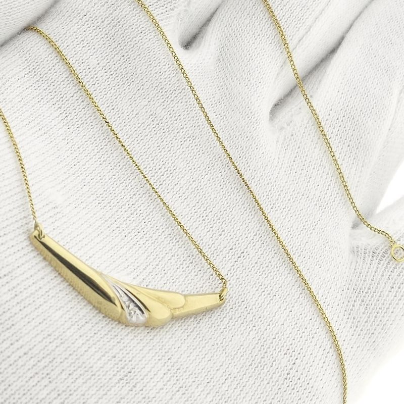 Image 11 of Gold necklace with a fixed pendant and diamond; 0.005 ct. | 42 cm