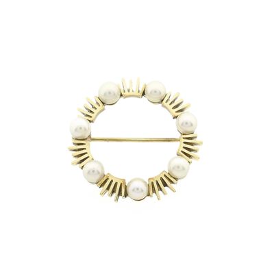 Image 1 of Gold brooch with pearl