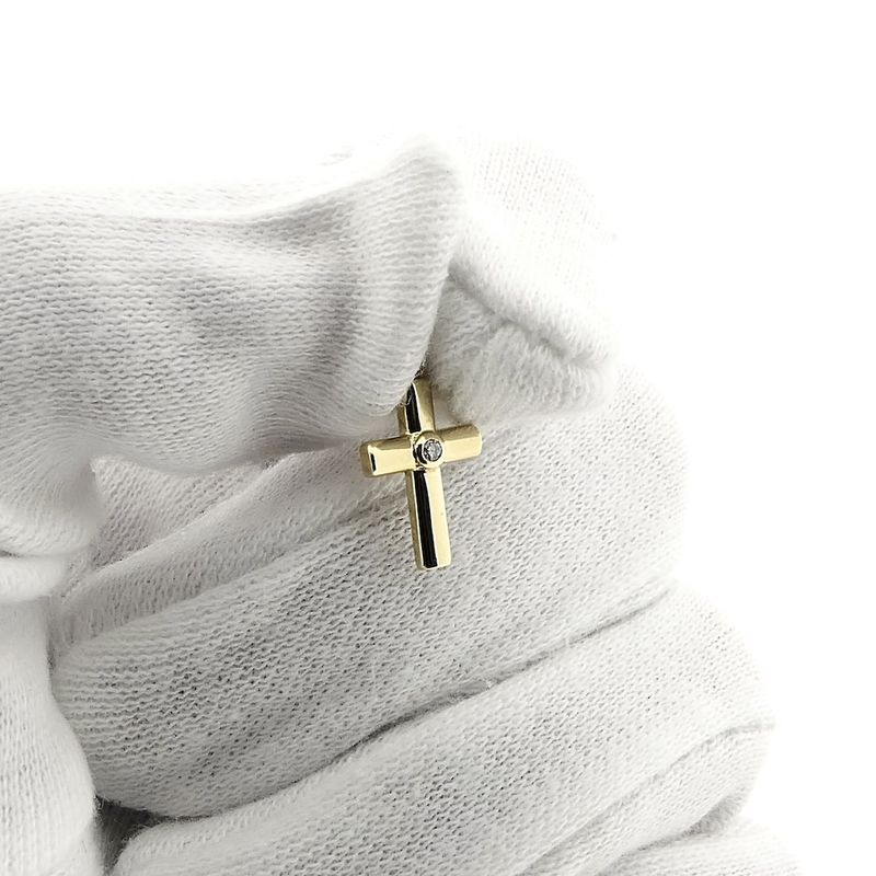 Image 2 of Gold cross pendant with diamond | 0.02 ct.
