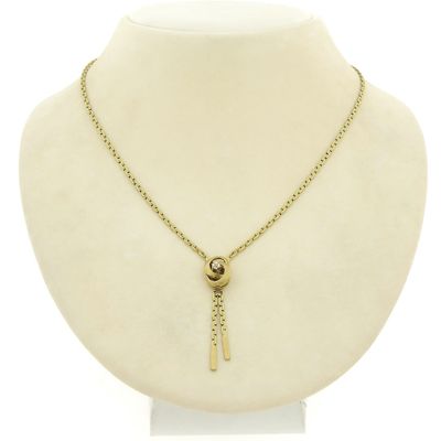 Image 1 of Gold necklace with a fixed pendant and diamond; 0.005 ct. | 44.5 cm