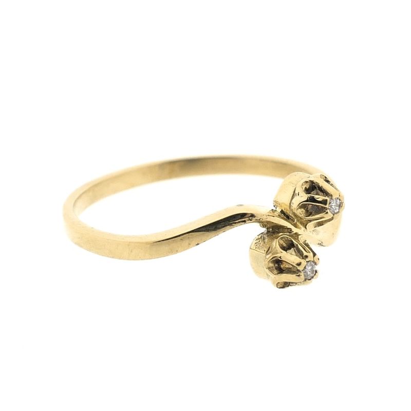 Image 4 of Golden toi et moi ring with diamond; 0,01 ct.