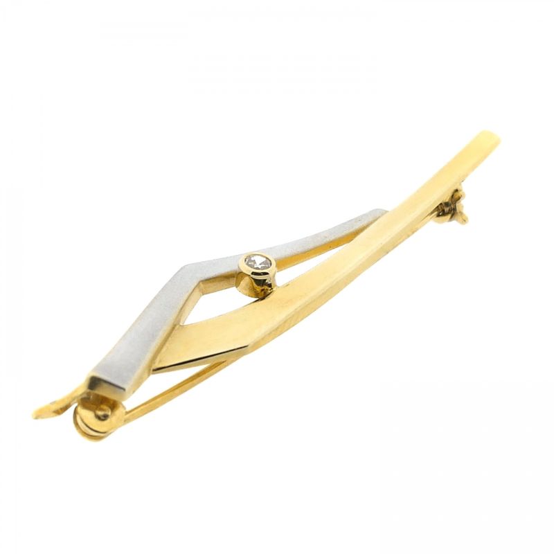 Image 3 of Two-tone gold dynamic brooch with zirconia