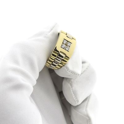 Image 2 of 18K Two-tone diamond ring; 0.12 ct. | Men's