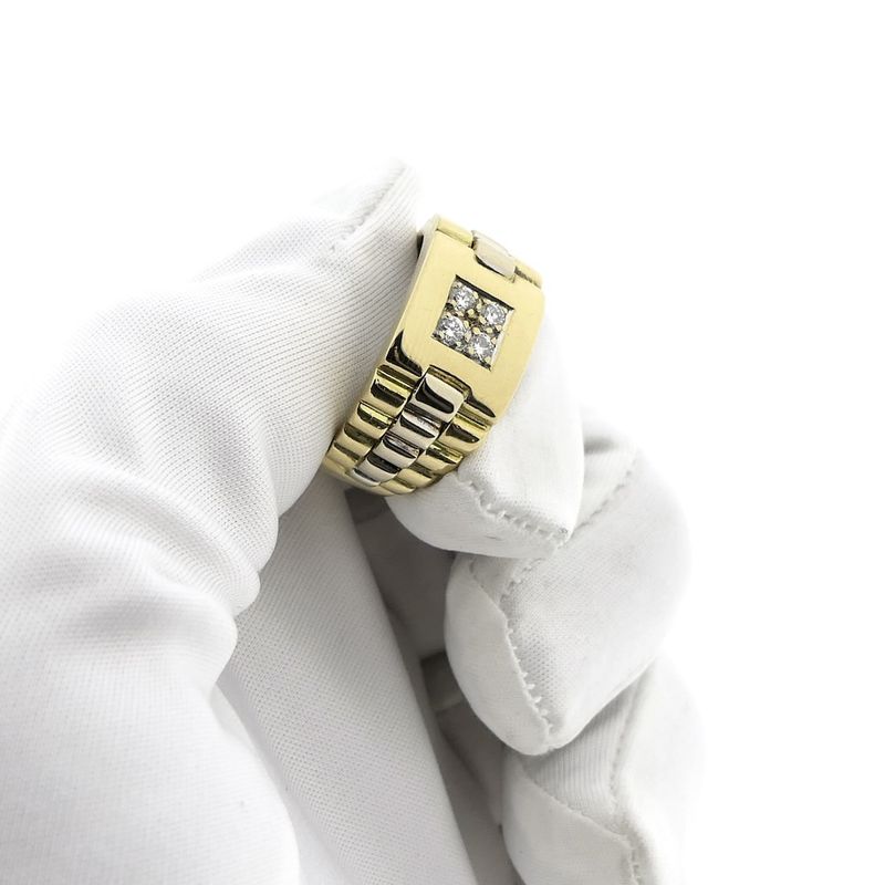 Image 2 of 18K Two-tone diamond ring; 0.12 ct. | Men's