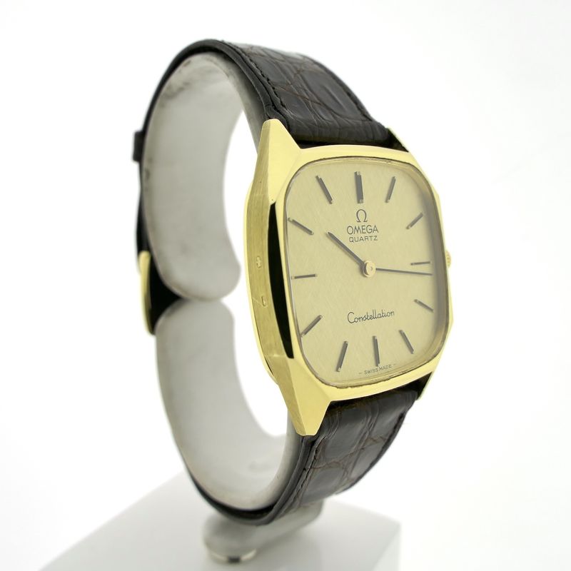 Image 6 of Omega Constellation; Vintage 18k gold men's watch with a linen dial