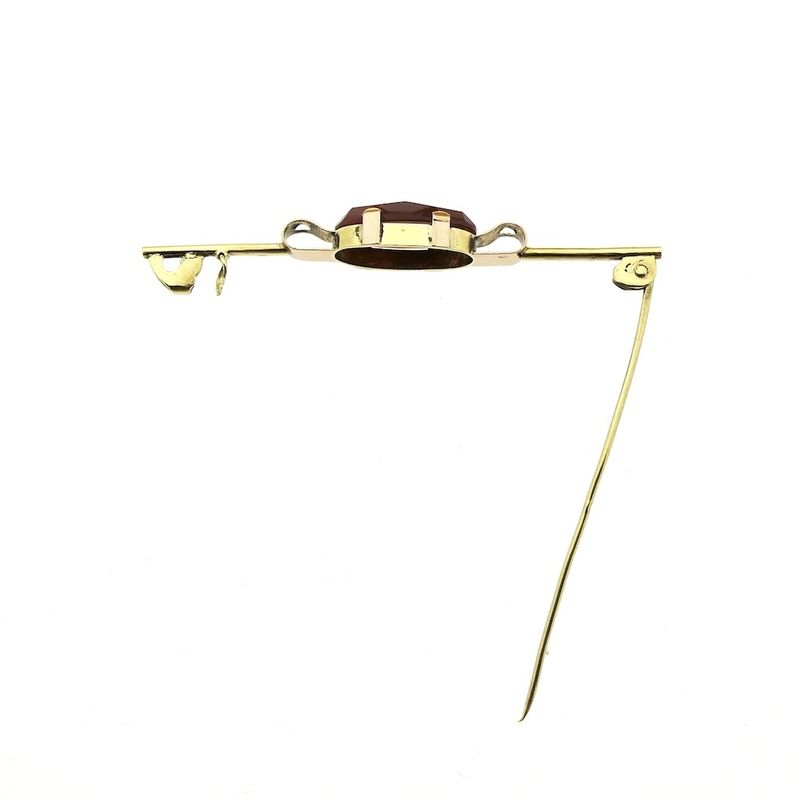 Image 4 of Antique two-tone gold brooch with carnelian