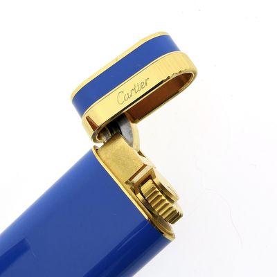 Vintage Cartier 'must de Cartier' Lighter/Briquets - Blue Lacquer - Includes original box and papers Image 2 of Vintage Cartier 'must de Cartier' Lighter/Briquets - Blue Lacquer - Includes original box and papers