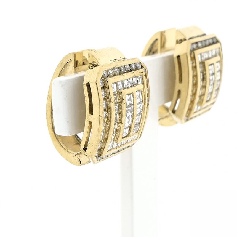 Image 4 of Gold stud earrings with diamonds; 3.92 ct.