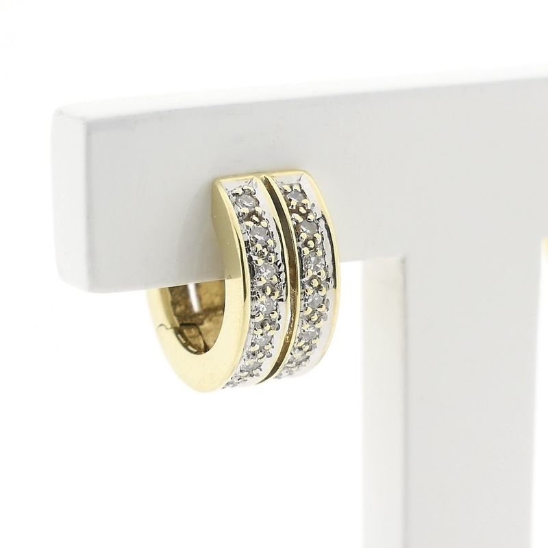 Image 4 of Gold hoop earrings with diamonds; Ø 13.1 mm