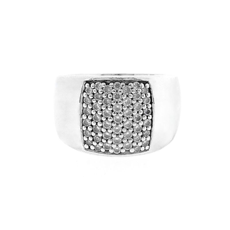 Image 2 of Silver wide paver ring with zirconia; TiSento