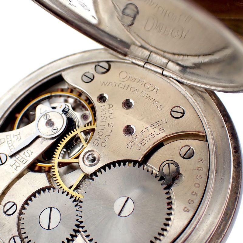 Image 3 of Omega pocket watch; antique silver pocket watch