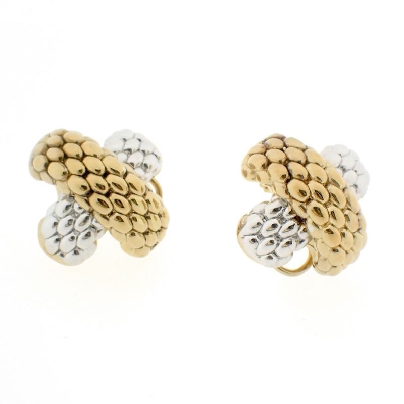 Image 1 of Two-tone gold Novecento mesh stud earrings; FOPE