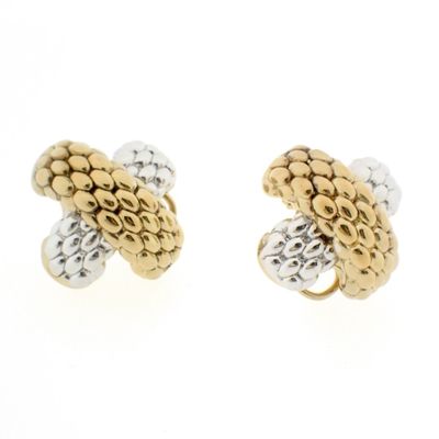 Two-tone gold Novecento mesh stud earrings; FOPE Image 1 of Two-tone gold Novecento mesh stud earrings; FOPE