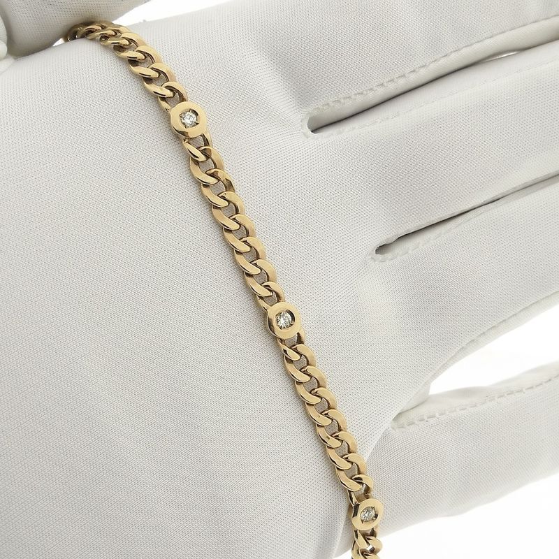 Image 8 of Gold flat gourmet link bracelet with diamonds; 0.25 ct.