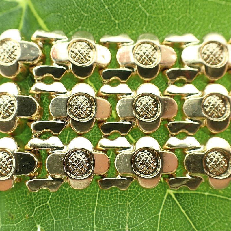 Image 2 of Vintage gold wide floral link bracelet