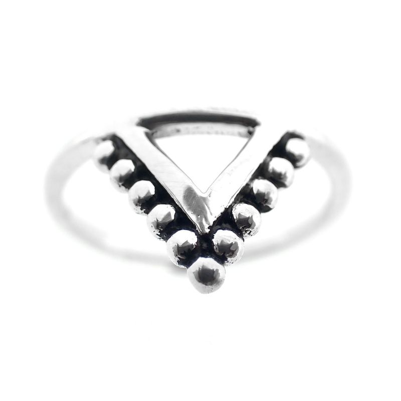 Image 4 of Silver triangle ring with balls