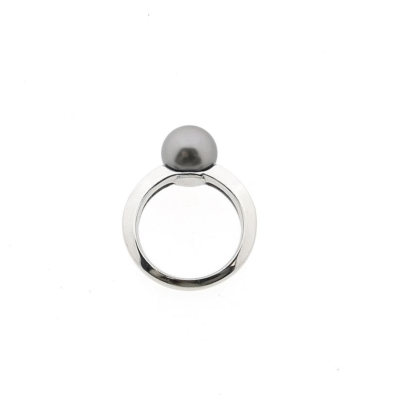 Image 5 of White gold ring with Tahitian pearl and diamonds; 0.10 ct.