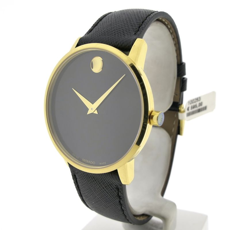 Image 2 of Movado Museum Classic; Gold-plated men's watch with black dial; 0607195