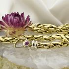 Image 2 of Gold foxtail link necklace with ruby ​​and onyx