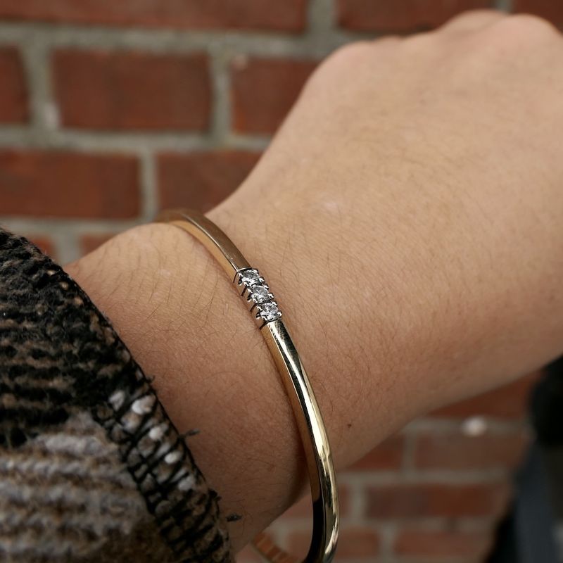 Image 11 of Diamond gold bangle with diamonds; Size M