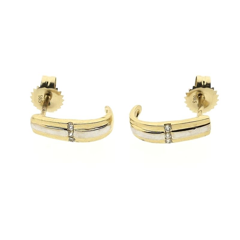 Image 11 of Bicolor gold stud earrings with zirconia