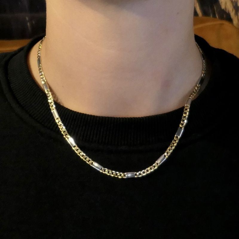 Image 6 of Two-tone gold Figaro/gourmet link chain