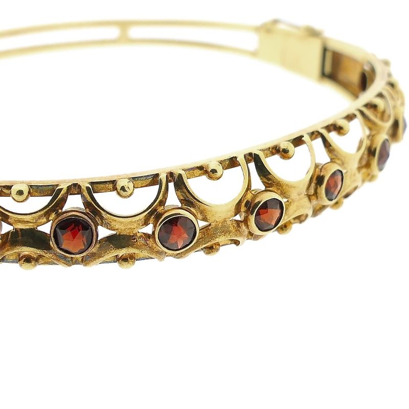 Image 10 of Vintage gold bangle with garnet; Size M