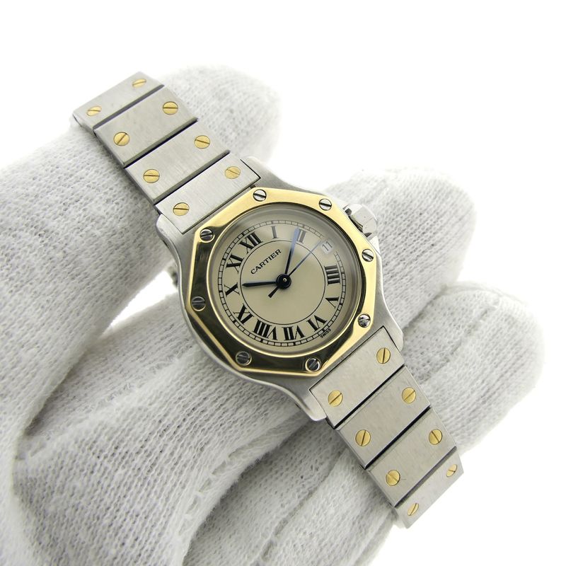 Image 13 of Cartier Santos Octagon 187903; Gold/steel ladies' watch