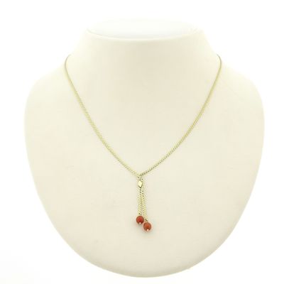 Image 1 of Gold S-link necklace with blood coral