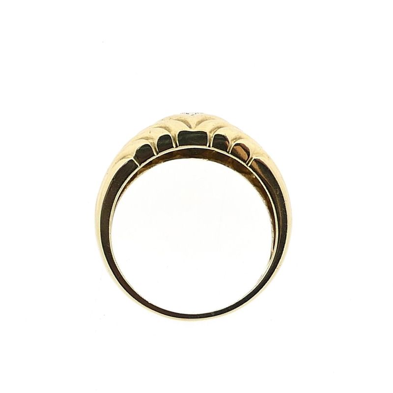Image 5 of Gold Ring with Ribbed Pattern and Diamond; 0.02 ct; 14K; Size 17.5