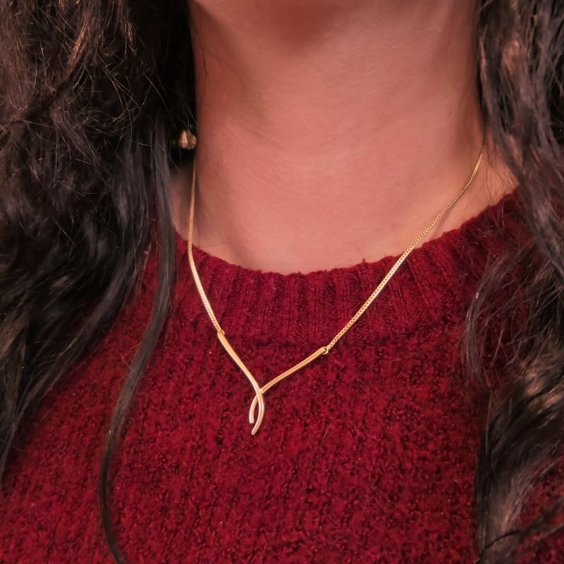 Image 4 of Gold flat cardano link chain with fixed pendant