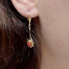 Image 7 of Vintage gold earrings with blood coral