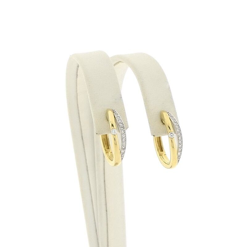 Image 1 of Two-tone gold earrings with diamonds | 0.11 ct.
