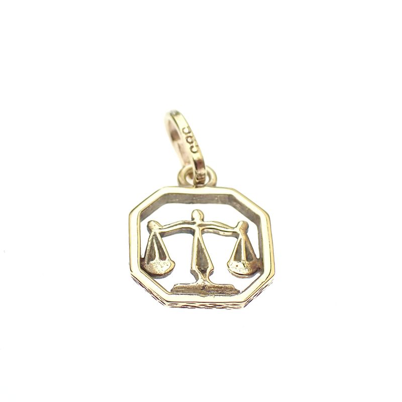 Image 1 of Gold zodiac sign pendant; Libra