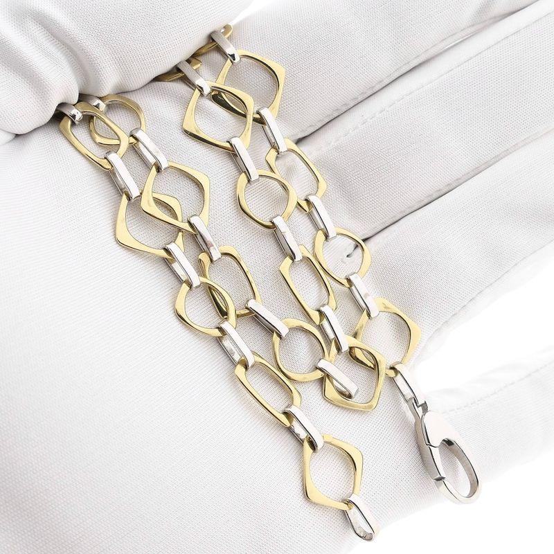Image 8 of Bicolor Gold Necklace with Fantasy Links; 14 Karat; 45.5 cm