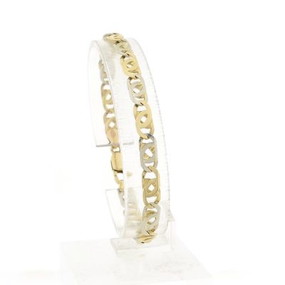 Image 1 of Bicolor Gold Falcon Eye Link Bracelet; Midas; 14 Karat; 19.5 cm