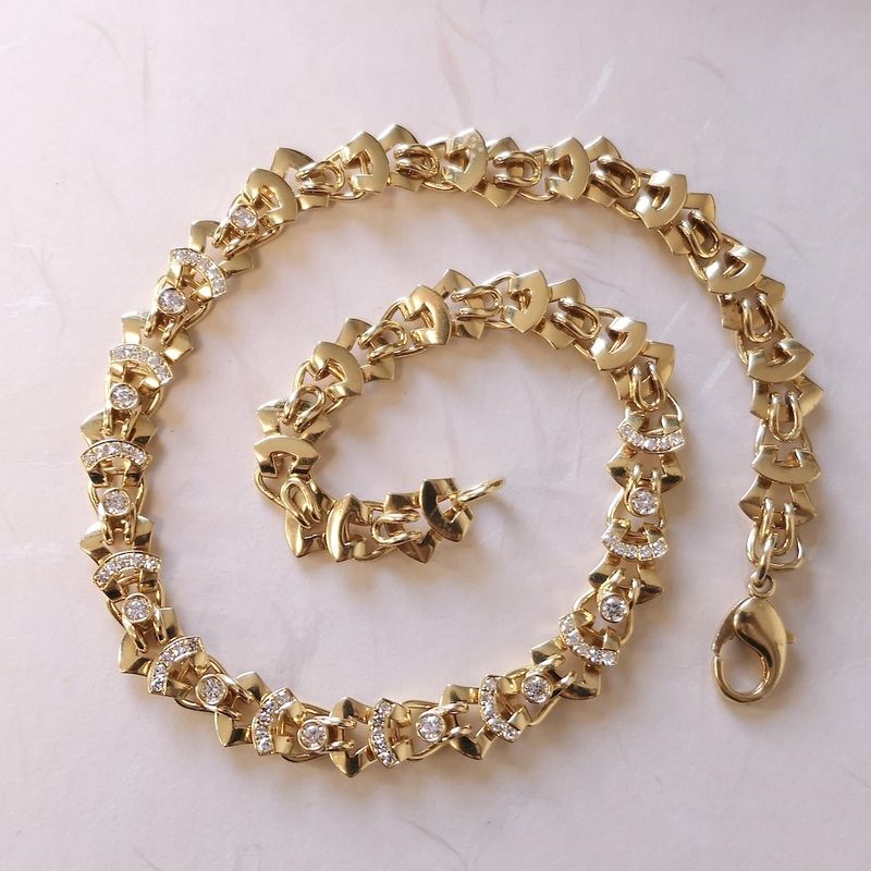 Image 13 of Solid gold necklace with diamonds; 1.43 ct.