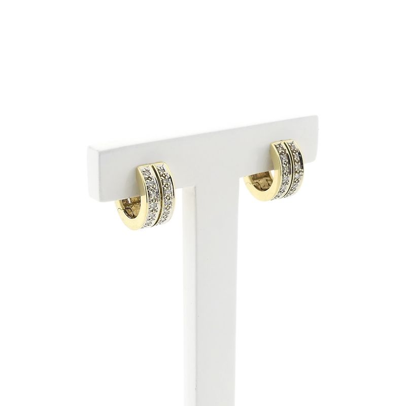 Image 3 of Gold hoop earrings with diamonds; Ø 13.1 mm