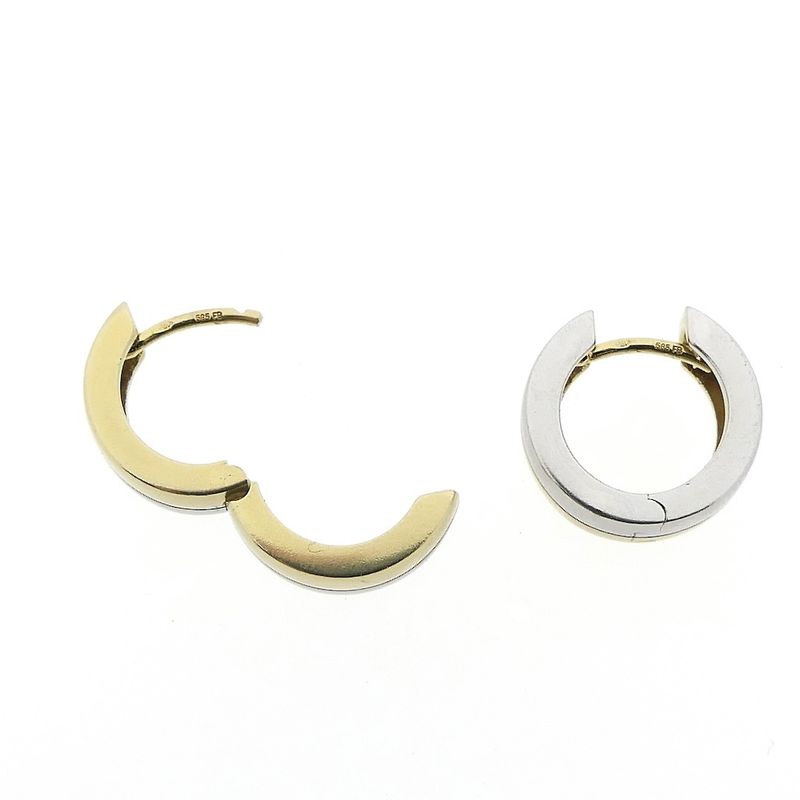 Image 4 of Two-tone gold earrings; Ø 14.5 mm