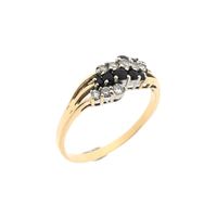 Gold ring with sapphire and zirconia