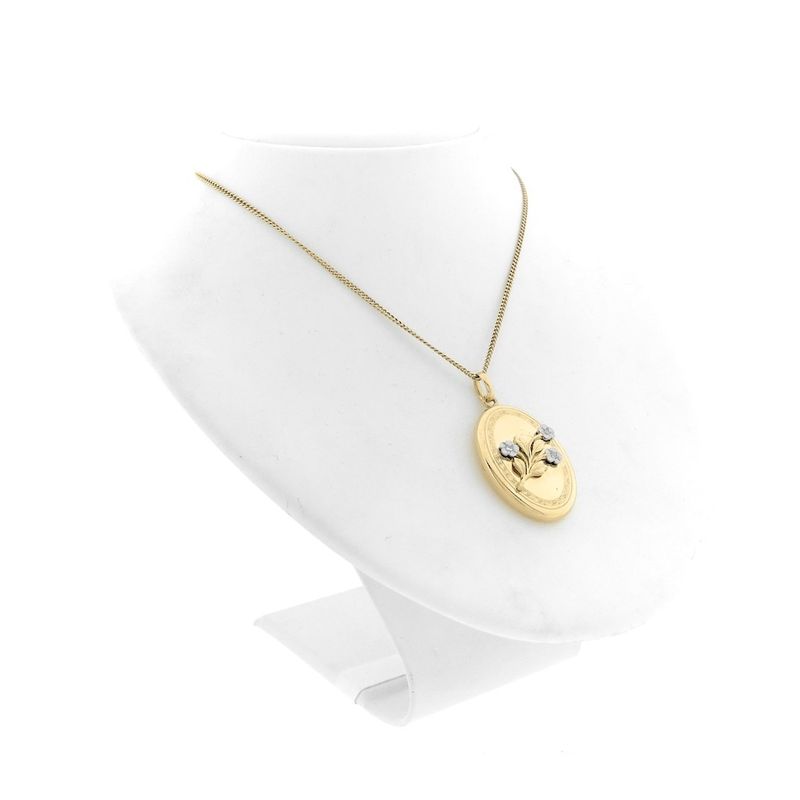 Image 5 of 18K Two-tone medallion pendant with rose-cut diamonds | 0.03 ct.