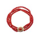 Image 1 of Red coral beads bracelet with gold clasp; Antique | Ø 60mm